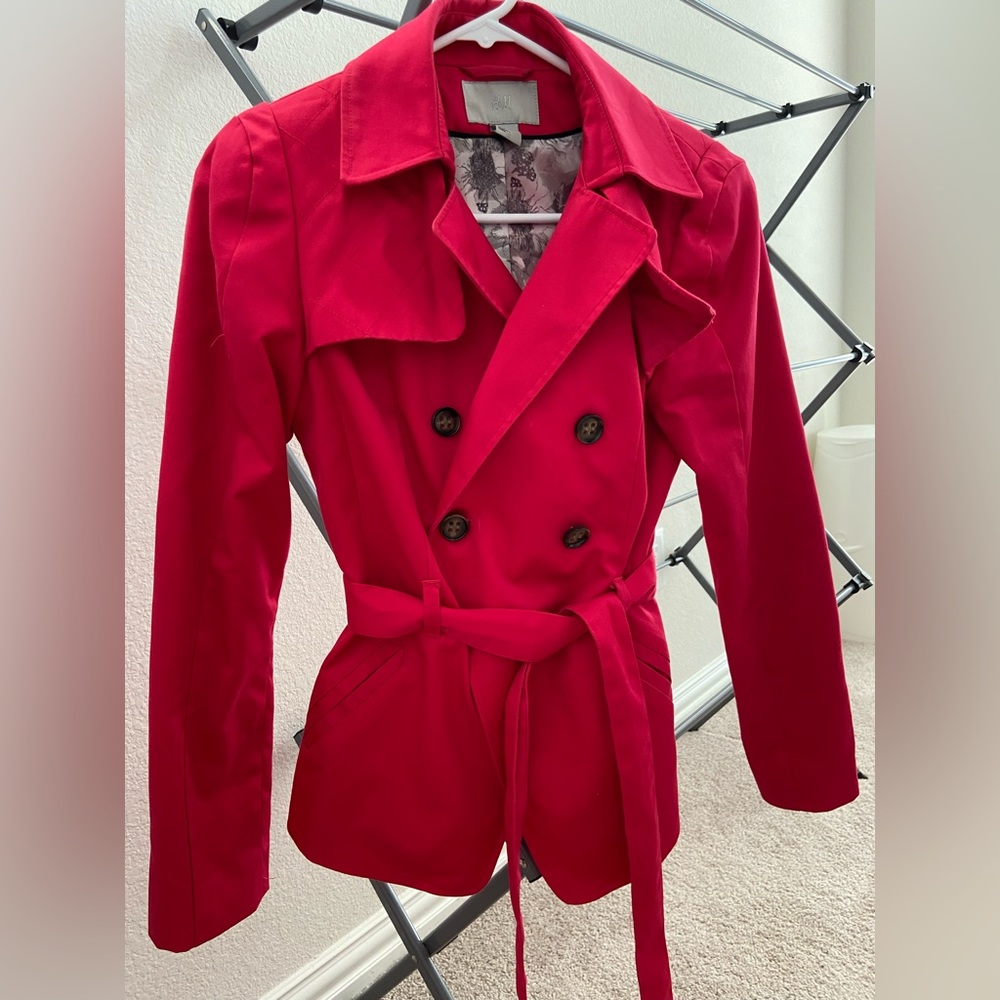 H&M pink short trench coat